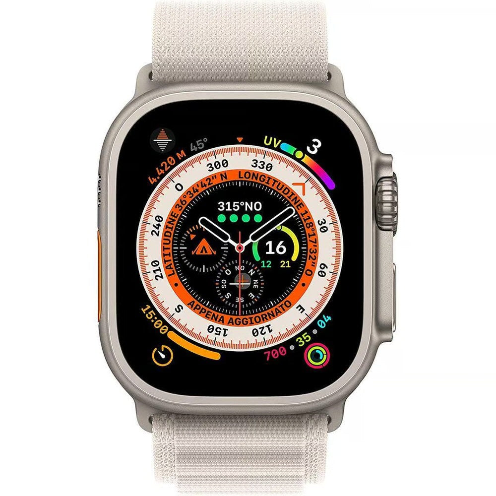 Apple Watch (Ultra) 2022 GPS + Cellular 49 mm - Titane Gris - Boucle Alpine Blanc - Reconditionné