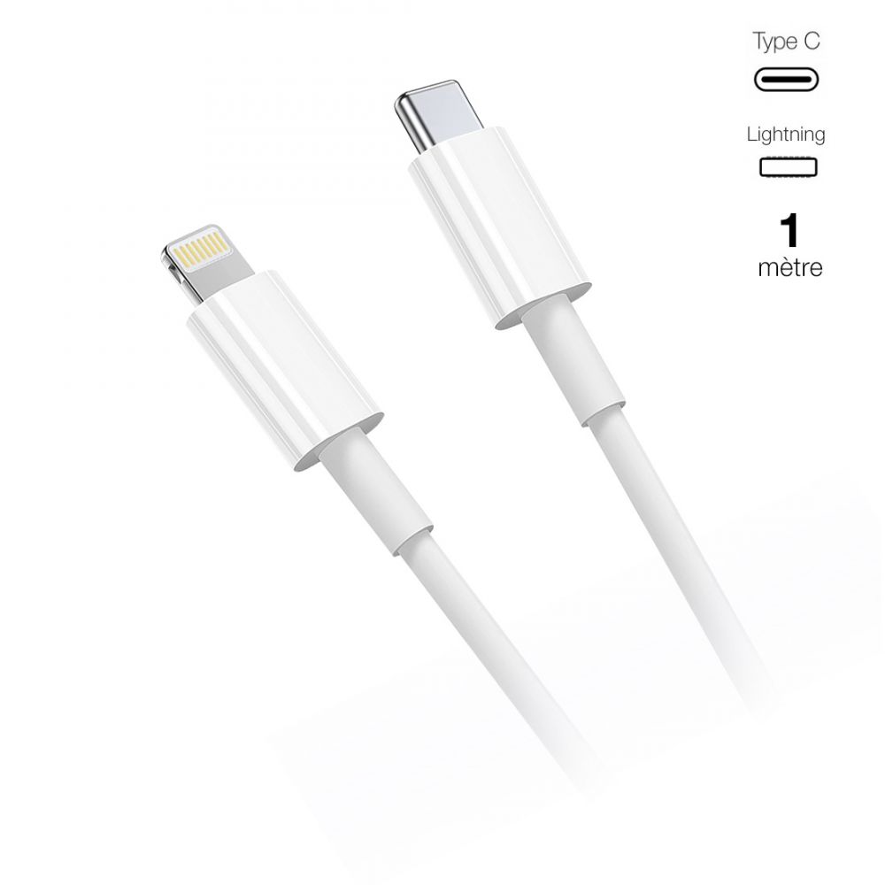 Câble USB-C + lightning - 1 mètre