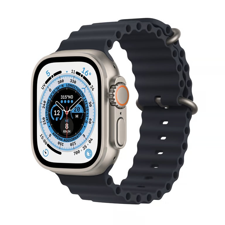 Apple Watch (Ultra) 2022 GPS + Cellular 49 mm - Titane Gris - Bracelet sport Bleu - Reconditionné