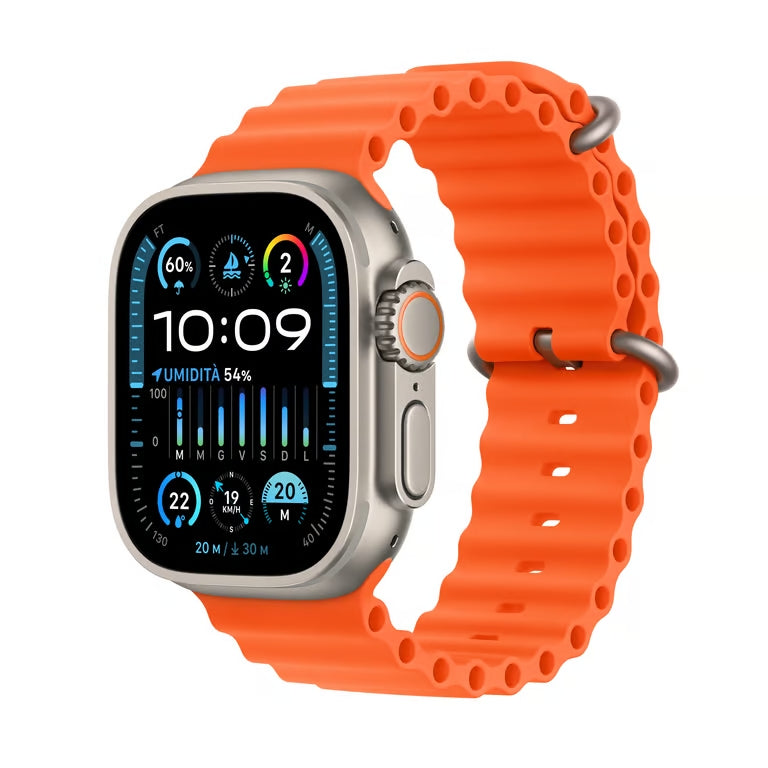 Apple Watch (Ultra) 2022 GPS + Cellular 49 mm - Titane Gris - Bracelet sport Orange - Reconditionné